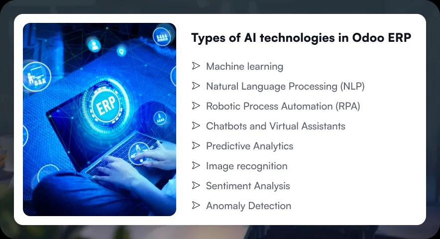 Types of AI technologies in Odoo ERP