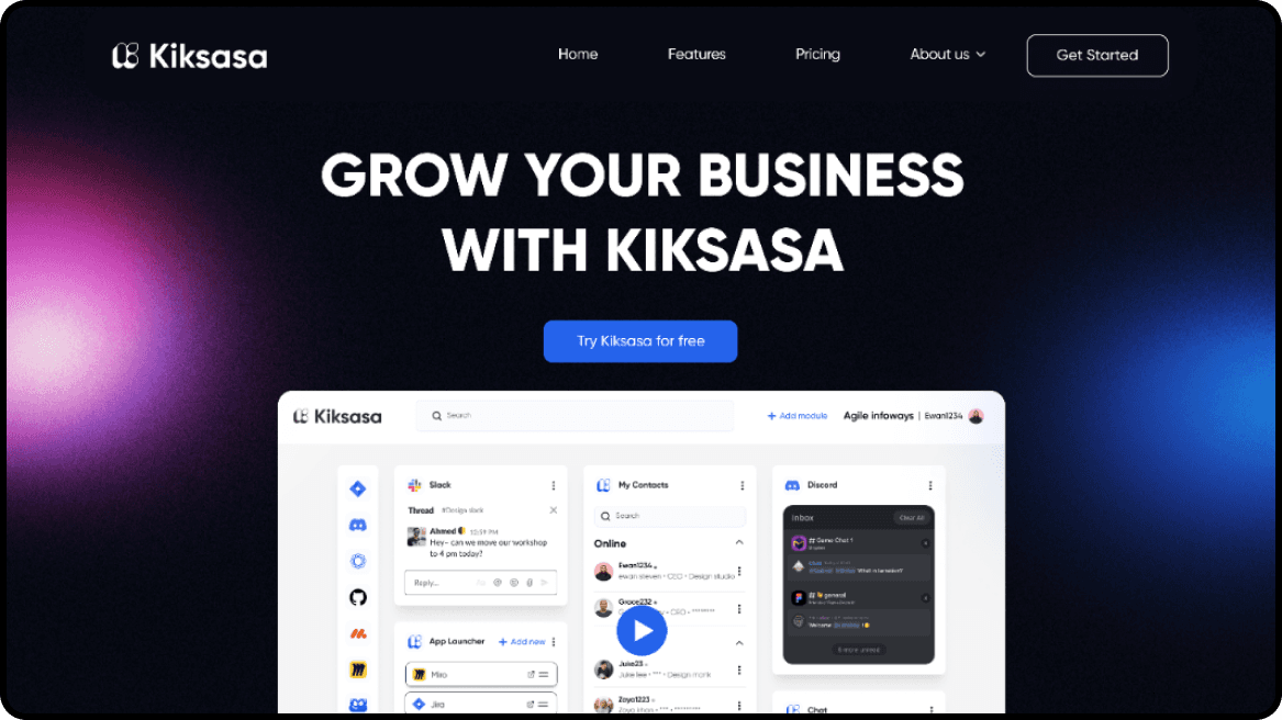 Kiksasa web UI screenshot 1