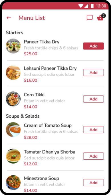 Food Moover mobile UI screenshot 1